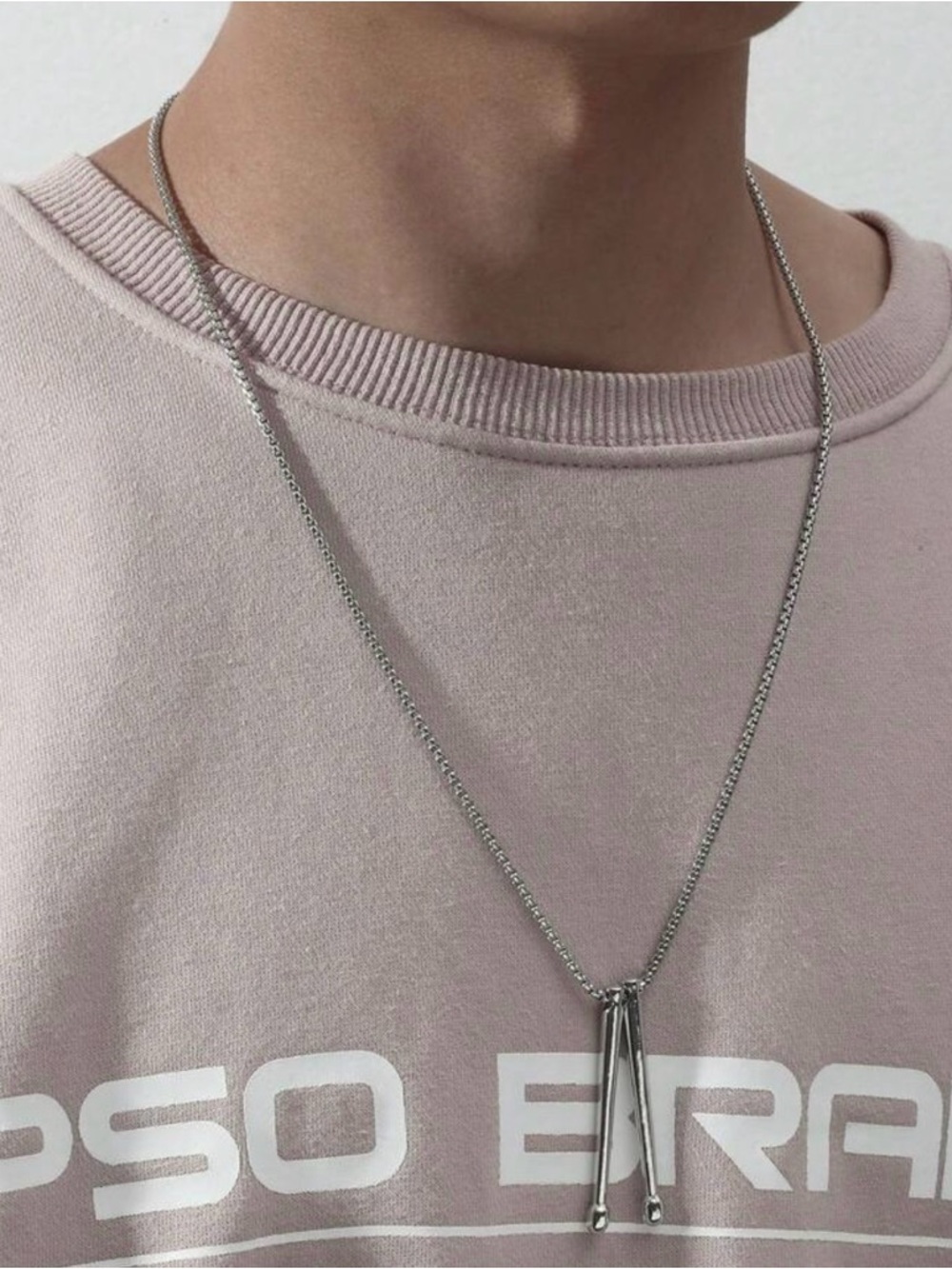 Silver or Black Tone Drum Sticks Pendant Chain Necklace Drummer Musician Jewelry